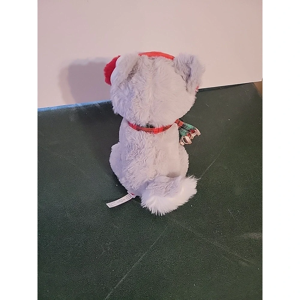 American Greetings‎ Christmas Puppy Dog Plush Animal Toy plaid scarf earmuffs
